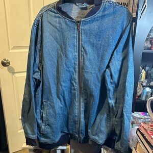 Vintage Blue Denim Bomber Jacket